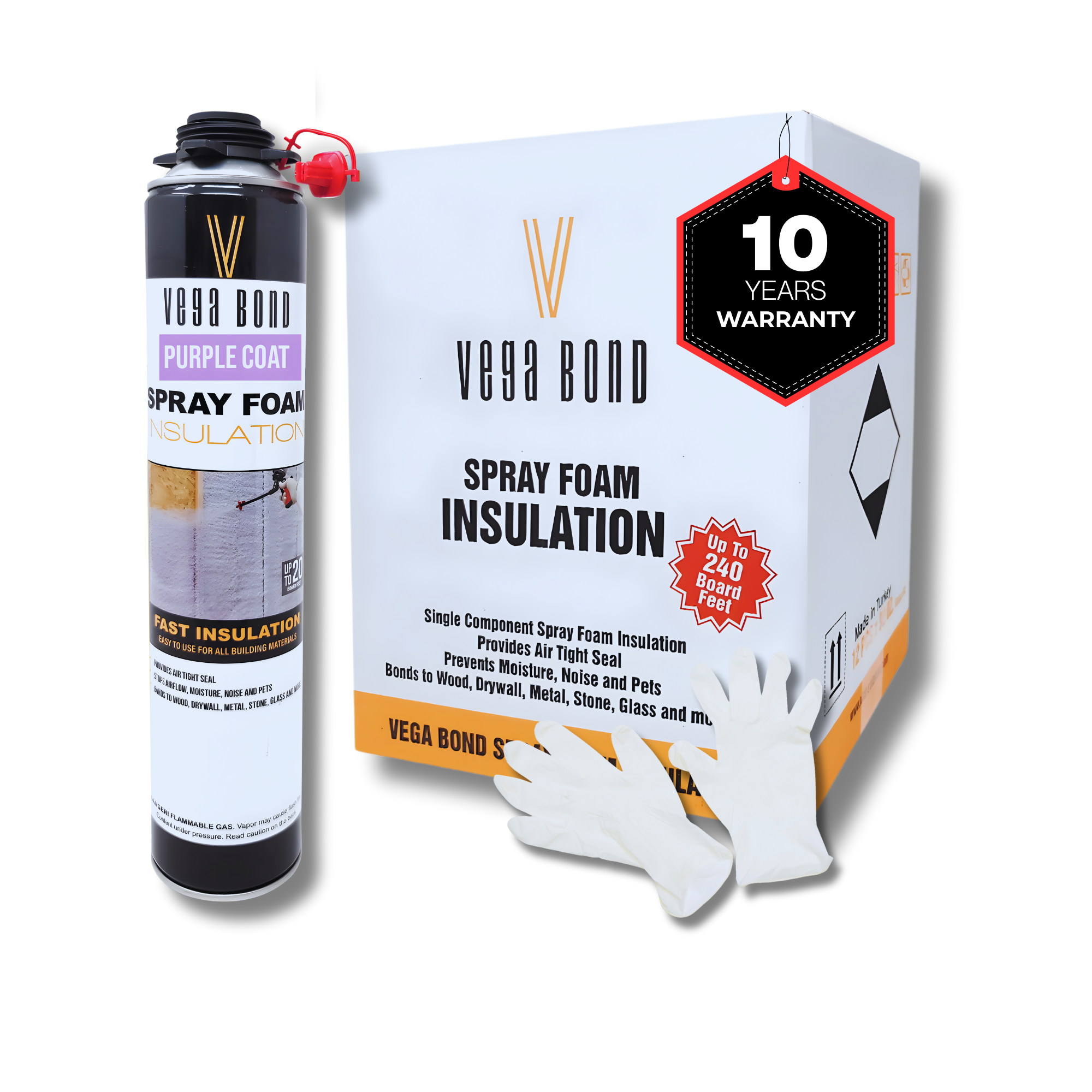 Vega Bond Purplecoat Single Component Closed Cell Spray Foam Insulation Kit (Covers 20 Board Feet Per Can at 1 inch thickness)