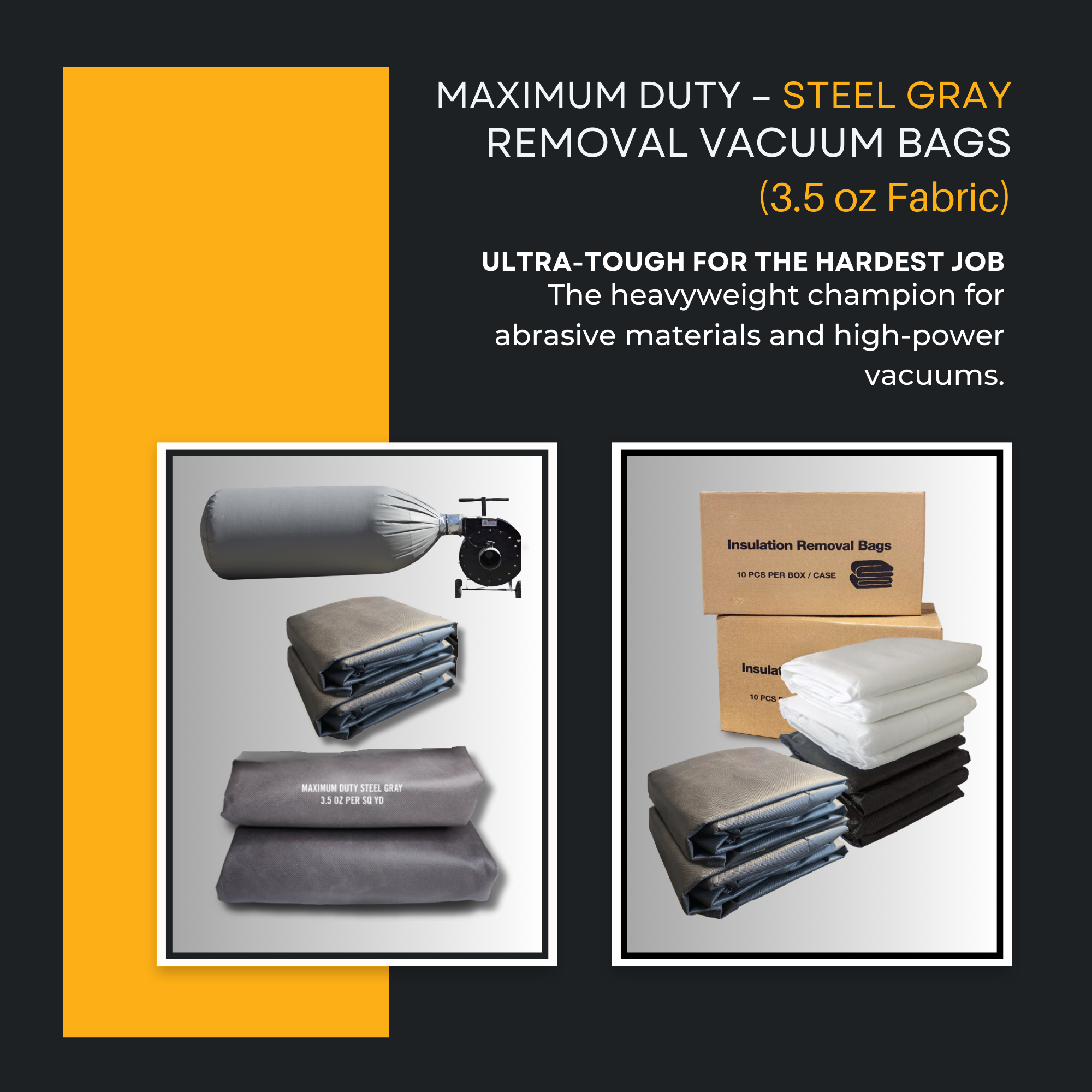 Vega Bond Professional Insulation Removal Vacuum Bags – 75 Cu. Ft. Capacity (4’ x 6’) – Fits All 10” Diameter Hoses – Professional Grade Attic Debris Bags – Available in Maximum, Super, and Heavy Duty